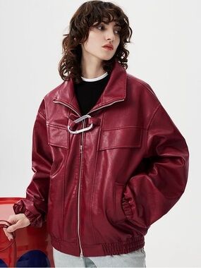 Aelfric Eden Red Faux Leather Jacket